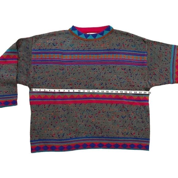 Genesis Vintage Geometric 90’s Style Multicolor Long Sleeve Sweater Size Large - Picture 7 of 10